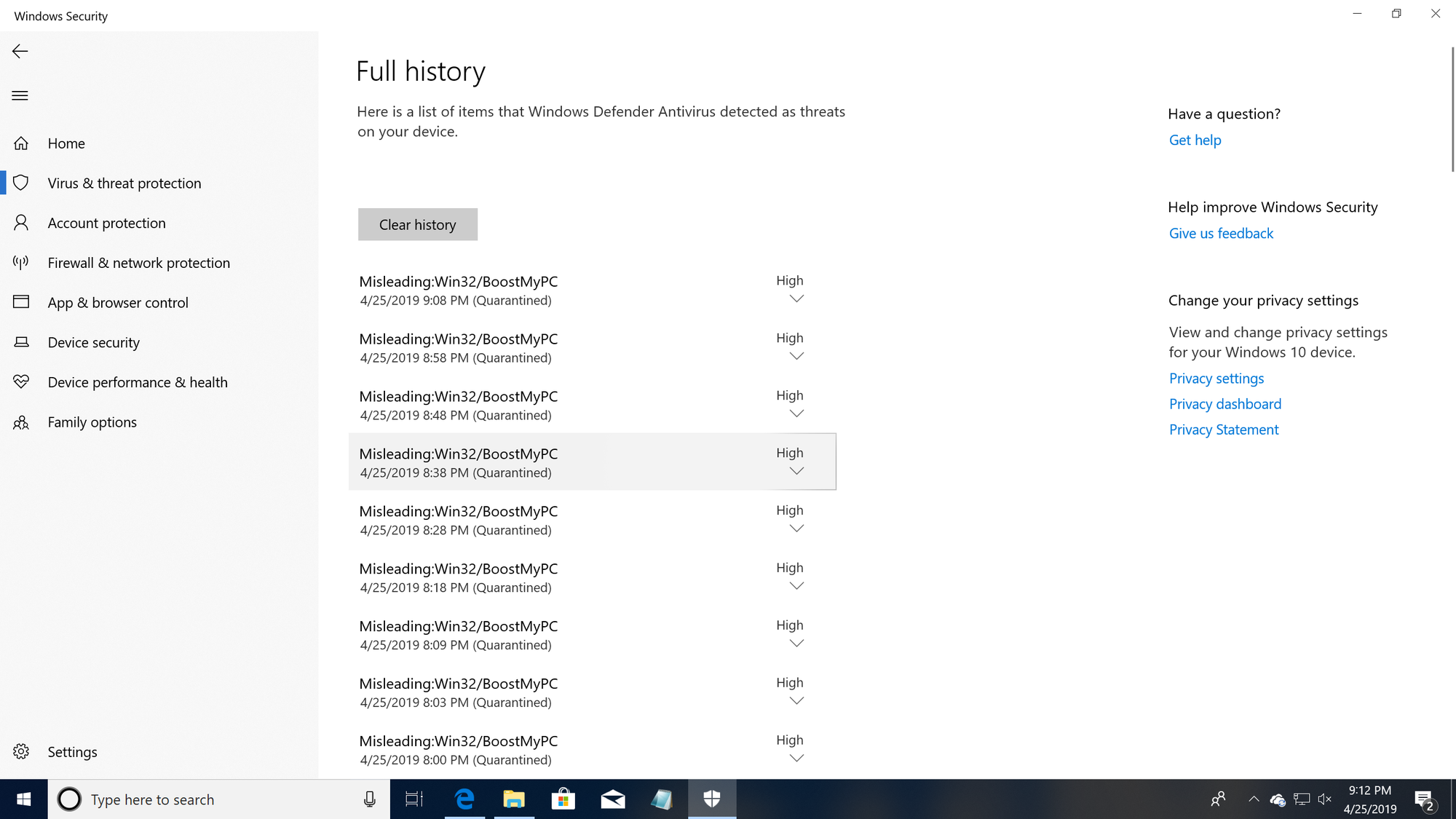 Boostmypc Threat detected by Windows Defender every few minutes = w/no solution = HELP 88b9abee-0812-4284-a24a-c586cdecd61d?upload=true.png
