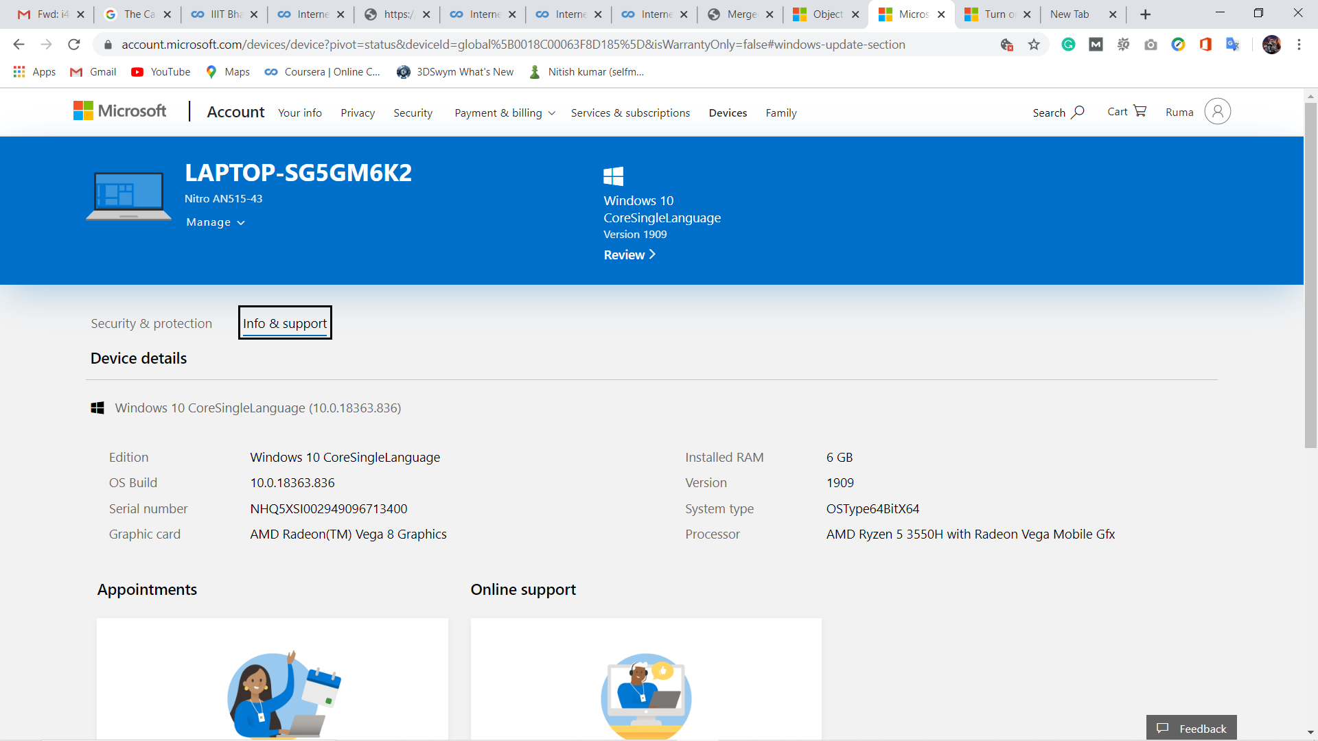 My system show 8 gb RAM but when check device information of the same laptop on microsoft... 89767637-015a-4a8a-95dc-def5be46c690?upload=true.png