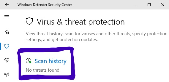 How do I see the history of the scans windows defender has performed? 897fe56b-61d4-4ce1-9416-41720af6273e?upload=true.jpg