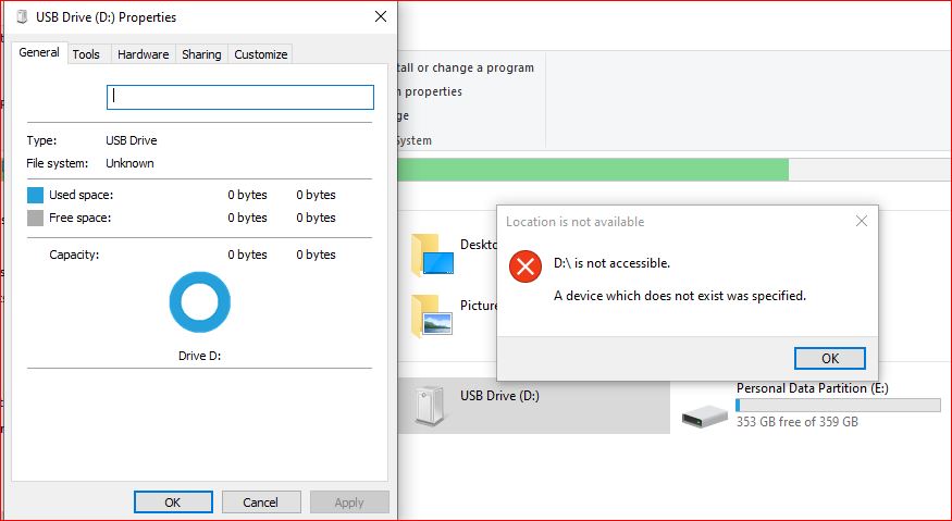 I am faced with USB drive is not accessible, a device which does not exist was specified 8a896744-0a2e-49b6-8993-a0ba51c39e35?upload=true.jpg