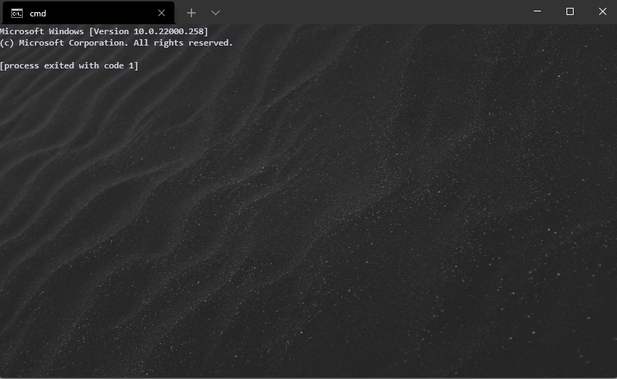 I keep getting the error "process exited with code 1" when trying to run a cmd script 8bb2960c-e037-4dde-8c04-10cb2d577bc6?upload=true.png