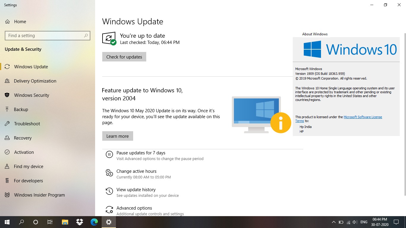 Unable to upgrade to Windows 10 OS Version 2004 Update. 8c67df91-3649-4073-ab79-ab67985e55d8?upload=true.png