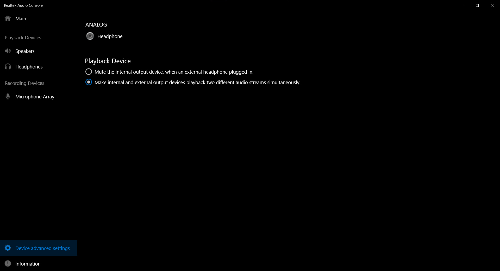 Microphone is showing up as headphone. Realtek audio console, connector retasking unavailable. 8c7b3c1a-eee6-4c21-af1c-f8f48e0a25ee?upload=true.png