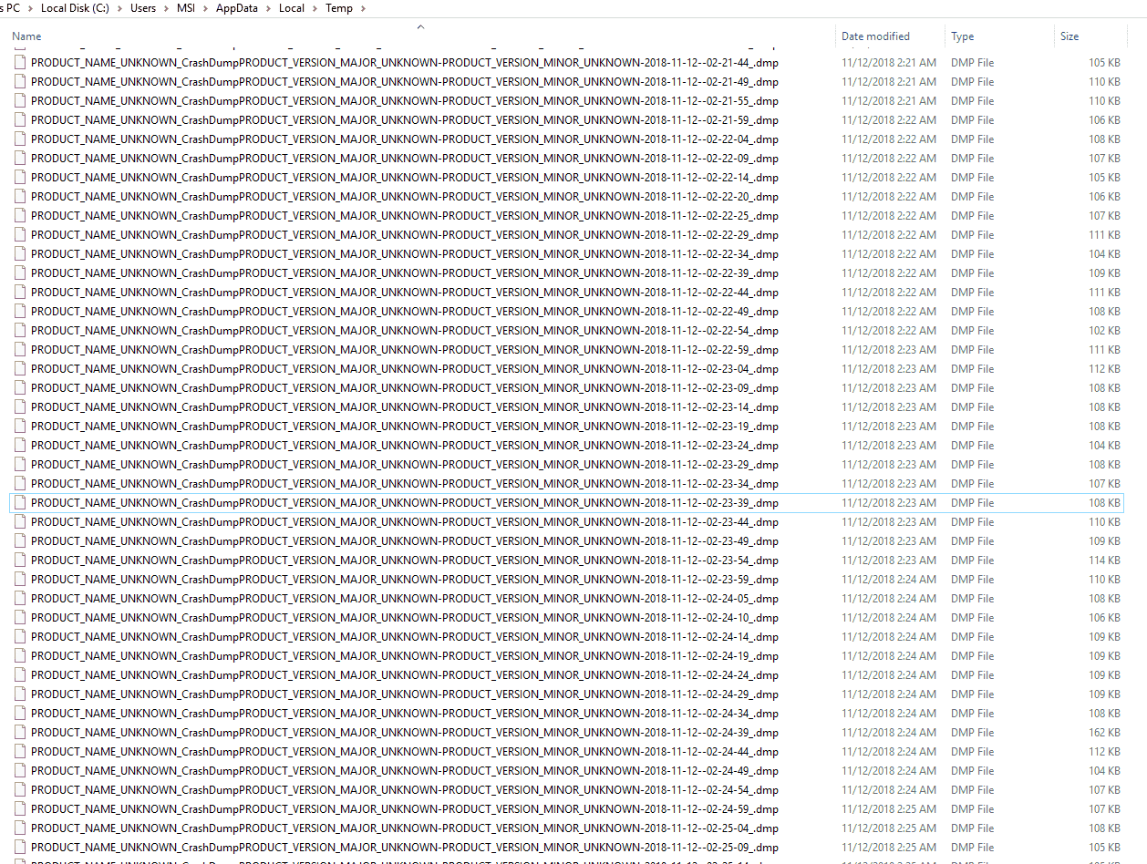 Window auto creates .dmp file on temp folder every 5 seconds 8cab9857-fe6a-4f7d-bd0c-acce6406cb3c?upload=true.png