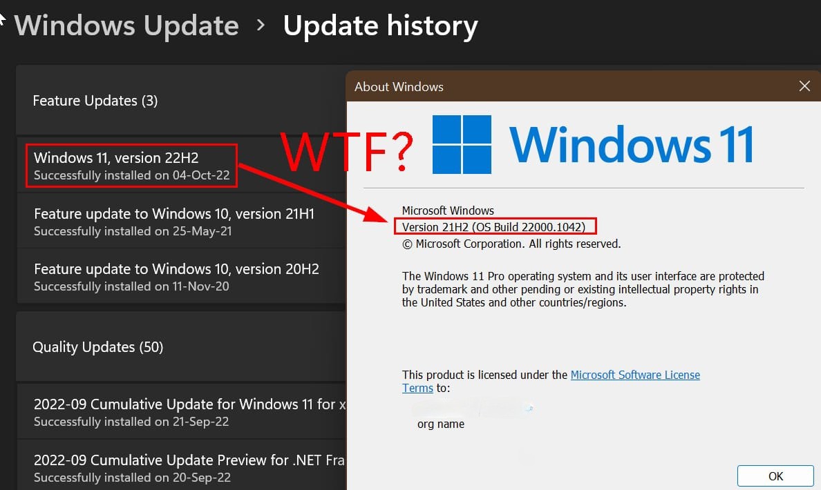 "Undoing changes made to your computer" prevents update from 21H2 to 22H2 8d674a4d-3840-4d61-b341-9e0e25bd8a98?upload=true.jpg