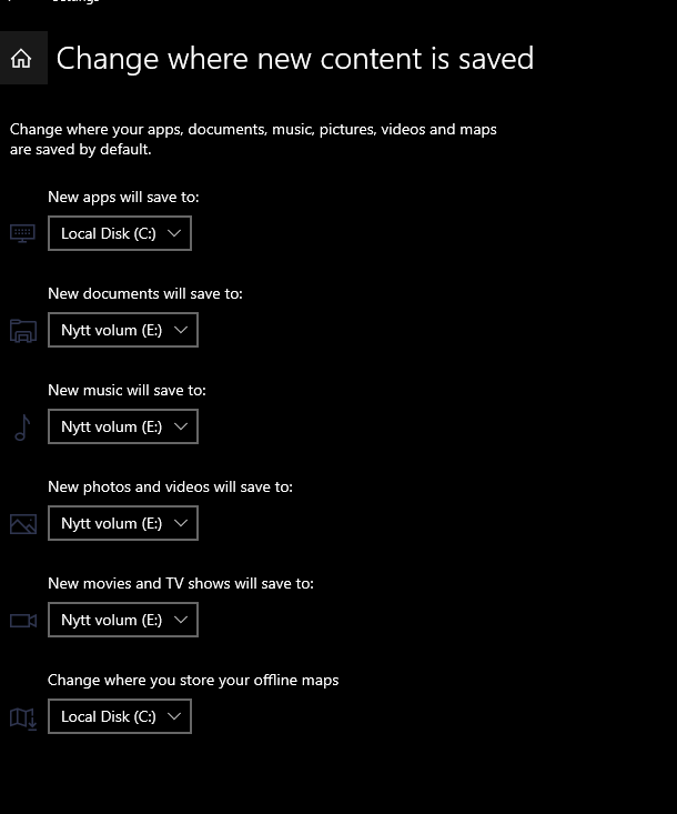 Can not change where new content is saved. 8d67636b-6b0e-43be-afad-65ce376f557a?upload=true.png