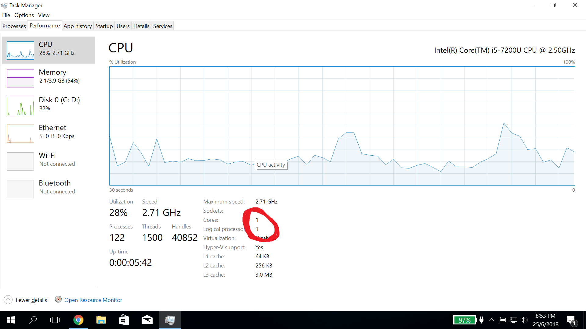 Task manager and MSconfig show 1 core 8df3033c-696c-4e78-9fb5-ac22af197c70?upload=true.png