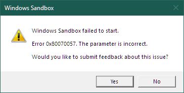 Windows Sandbox failed to start. Error 0x80070015 and 0x80070057. 8e1ee6b0-9e42-4bcd-a30f-d81b38e2aca2?upload=true.jpg