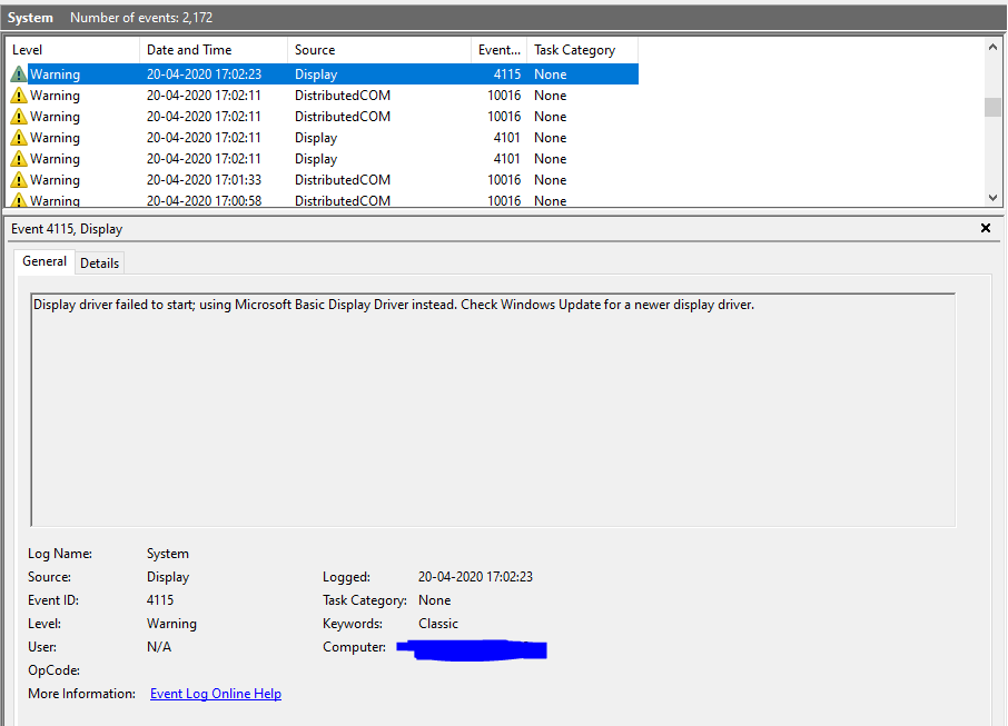 Display driver failed to start using microsoft basic display driver instead 8e2592ac-c7fd-43fc-868b-38227a0d9eab?upload=true.png