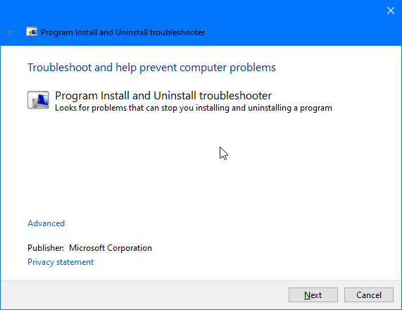 What happened to the Microsoft's Program Install and Uninstall troubleshooter? 8e733813-922c-4304-bf83-d01dc26672a8?upload=true.png