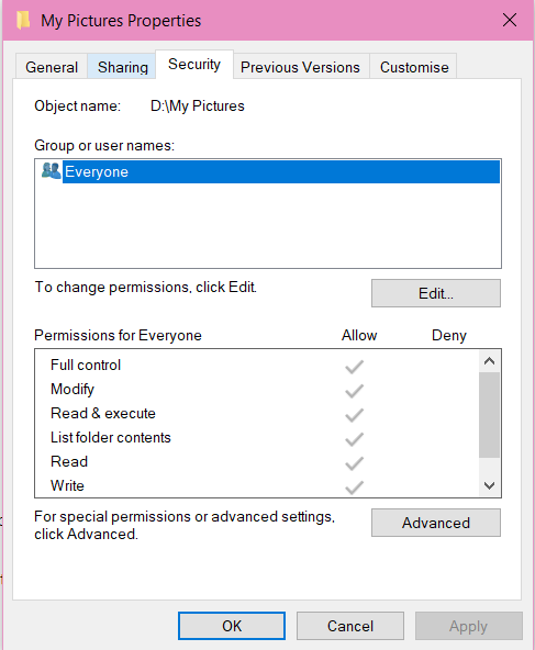 I do not have the permissions to view my photos that I've moved from Windows 7 to Windows 10 8e9e8800-85a4-4520-b425-8f0d4574cae5?upload=true.png