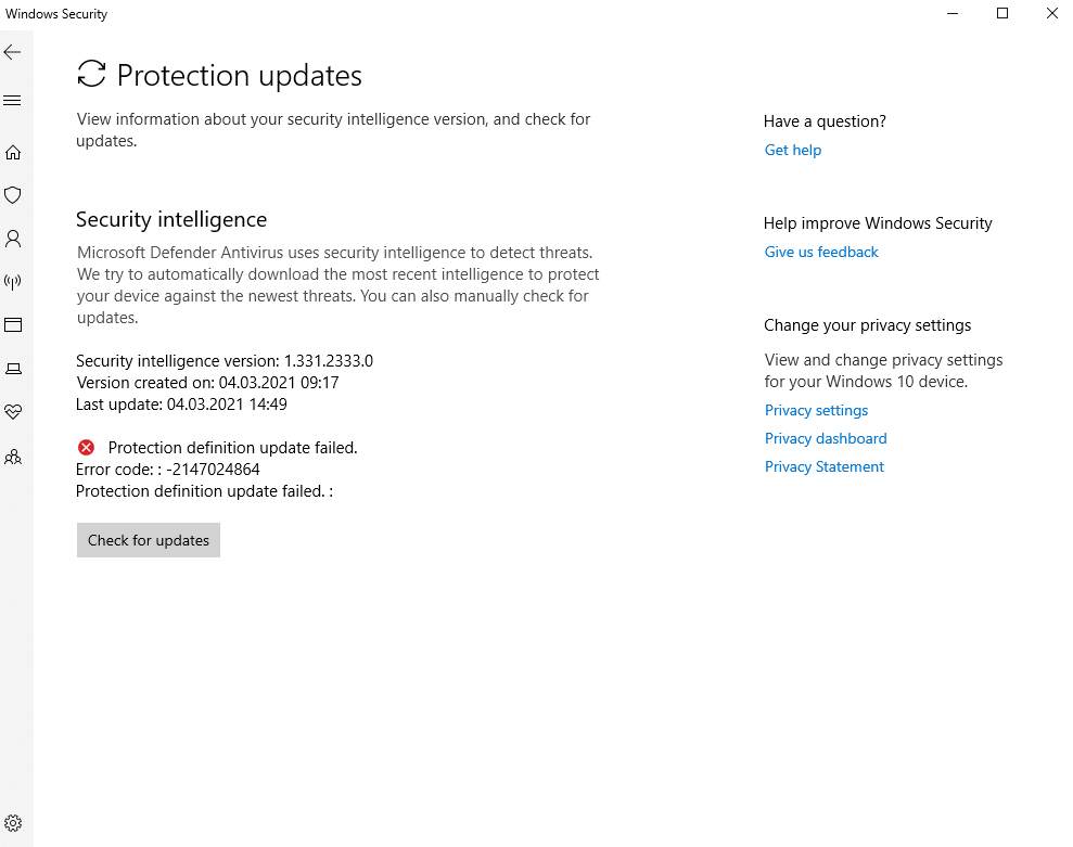 Protection Definition update failed; Error Code -2147024864 8ea24054-f177-49e9-821f-d670b5b4e754?upload=true.png
