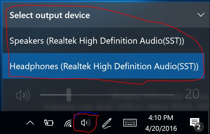 Audio outputs are missing from quick select in the taskbar. 8f98230c-c292-46ff-a5e3-2ab983ef7cbd?upload=true.jpg