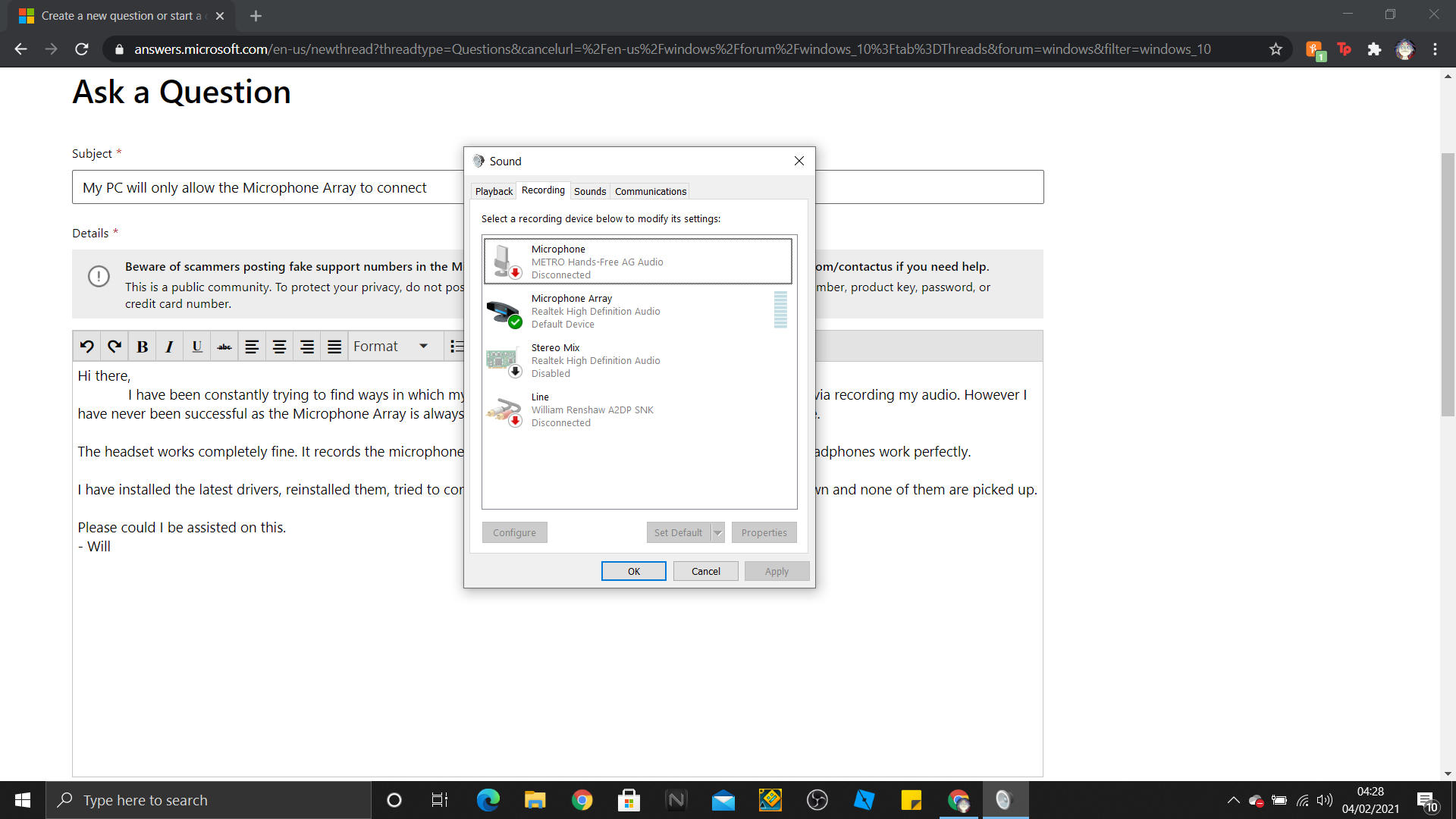 My PC will only allow the Microphone Array to connect 8fa14a9b-cc4a-4ba6-a65f-771cb0f5c19f?upload=true.png