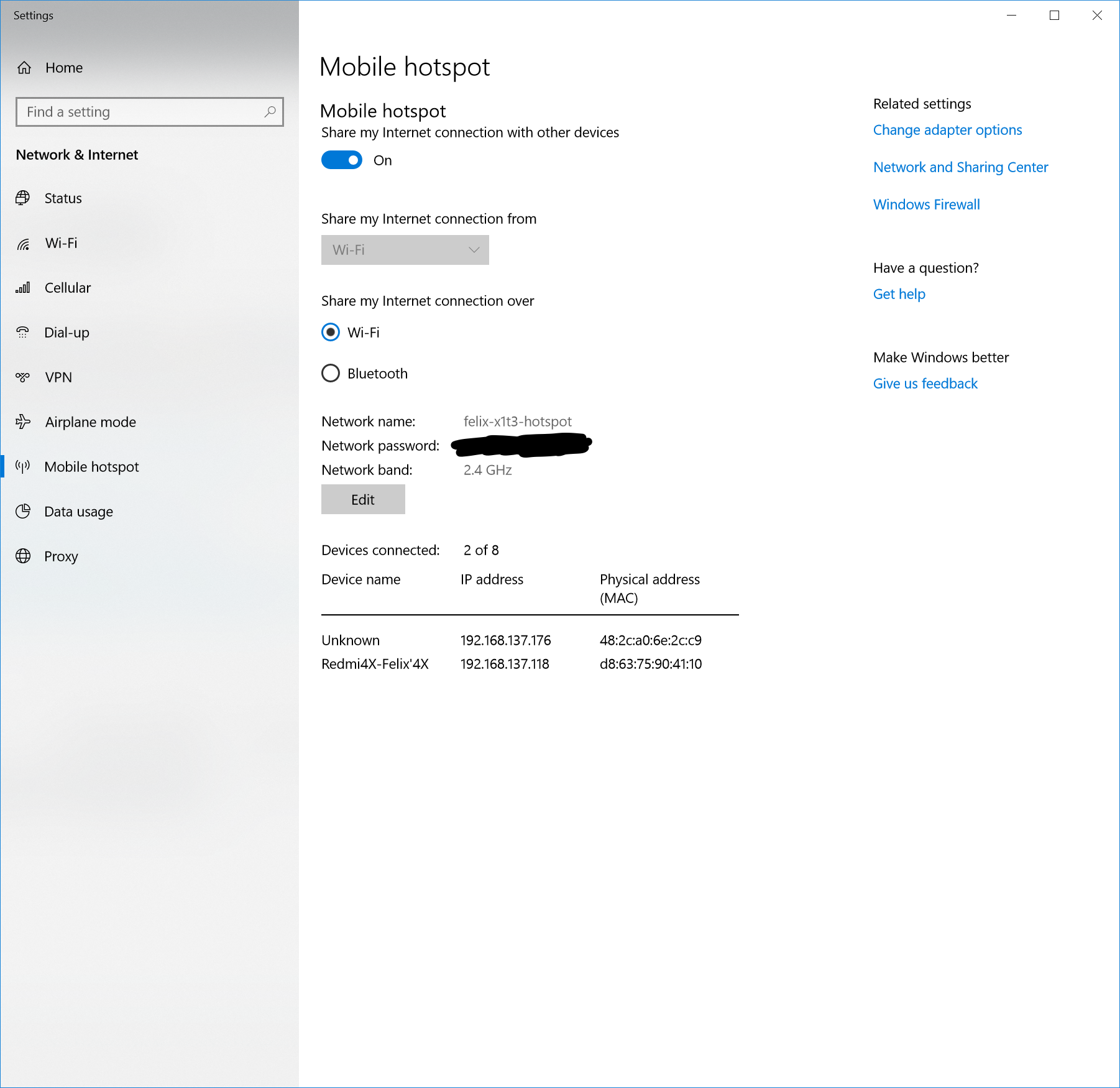Windows 10 1803 - How to change a mobile hotspot from the default of public network to a... 8iTRu.png