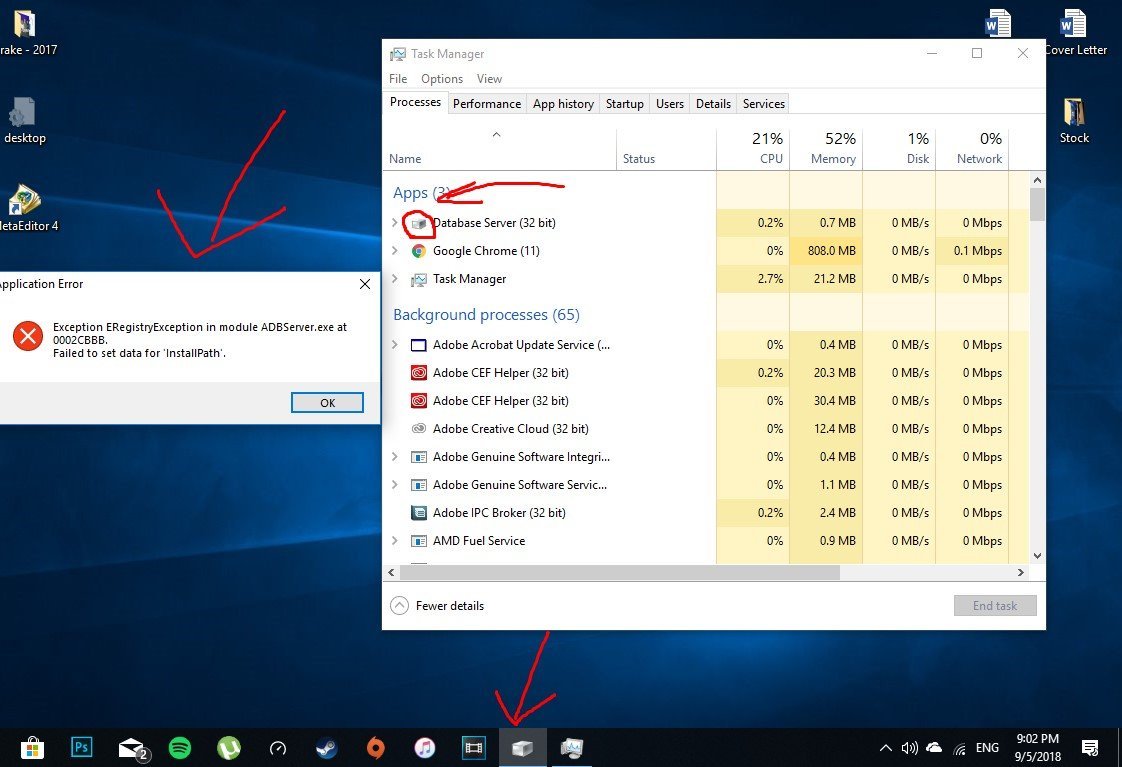 How to fix "Exception ERegistryException in module ADBServer.exe at 0002CBB Failed to set... 90e67a88-1c50-4752-a6d5-a12fd5c5d7d6?upload=true.jpg