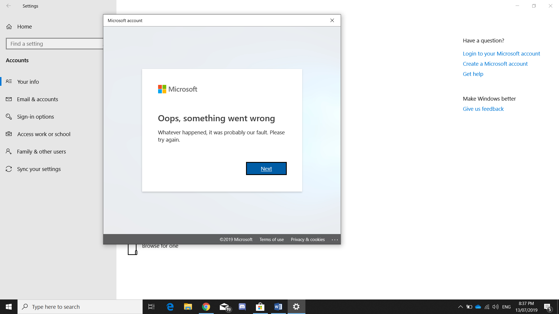 Can't Log in in my laptop, i keep getting the "Oops something went wrong message" 9147c106-d447-456d-95ef-9dd1840d0a98?upload=true.png