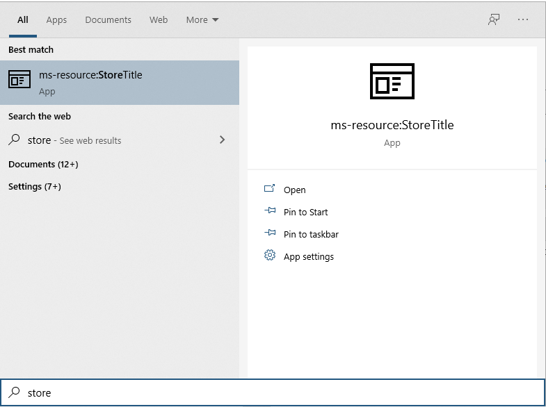 Cannot open Microsoft Store, Start menu shows ms-resource:StoreTitle 916860cb-0765-461c-b849-2dc2b1a71b86?upload=true.png