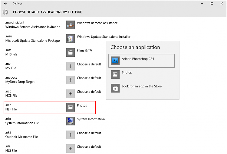 I cannot access my settings says "this file does not have an app associated with it" 92088d1485969700t-set-file-association-nef-files-setting-app.png