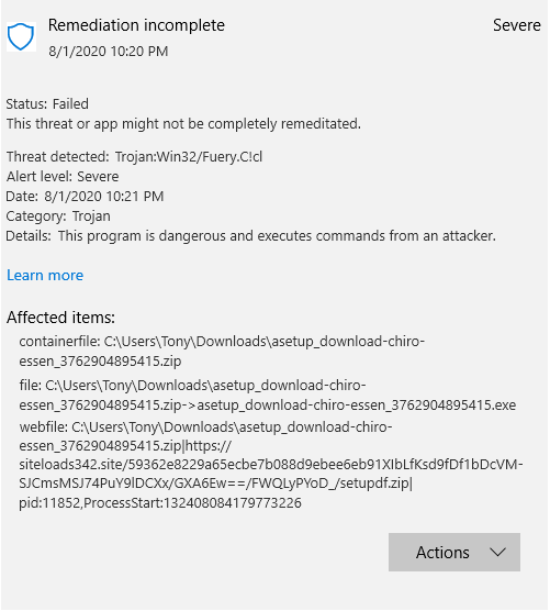 Remediation Incomplete for a Trojan:Win32/Fuery.C!cl 92545241-c6ec-4f38-95a6-cdfc5cb89abf?upload=true.png