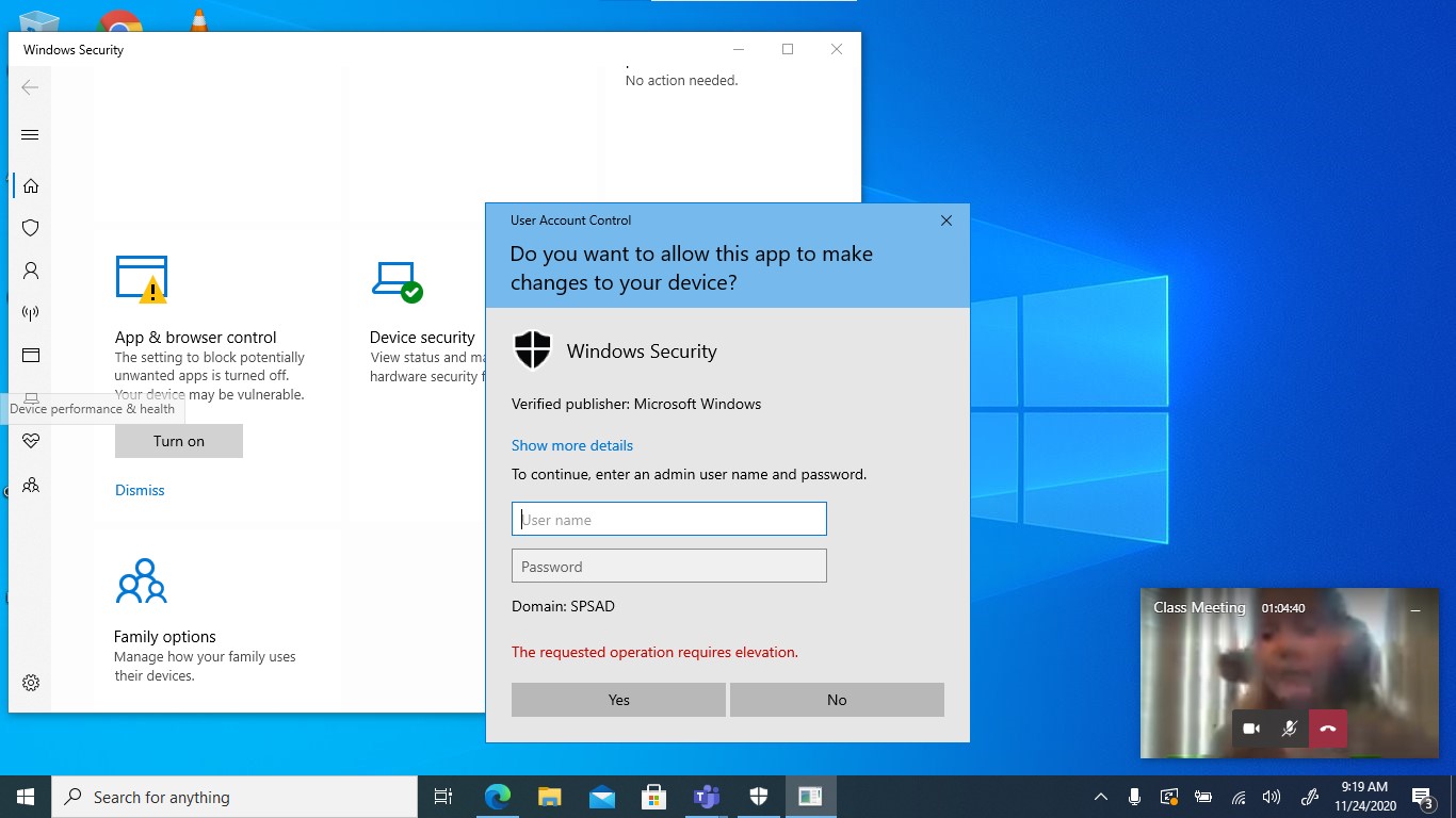When I tried to turn on App & Browser Control, It shows this when I am done. Note. I am... 92a42442-7876-4710-b3e8-fae527ca86c9?upload=true.jpg