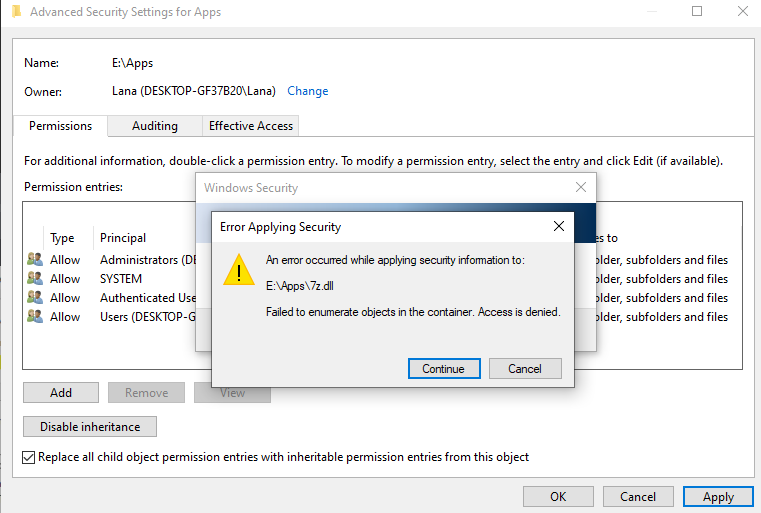 Lost permission access to a folder on my E drive. How do I regain permissions? 932993cb-4f7d-43bd-a699-057ddf4f7c6a?upload=true.png