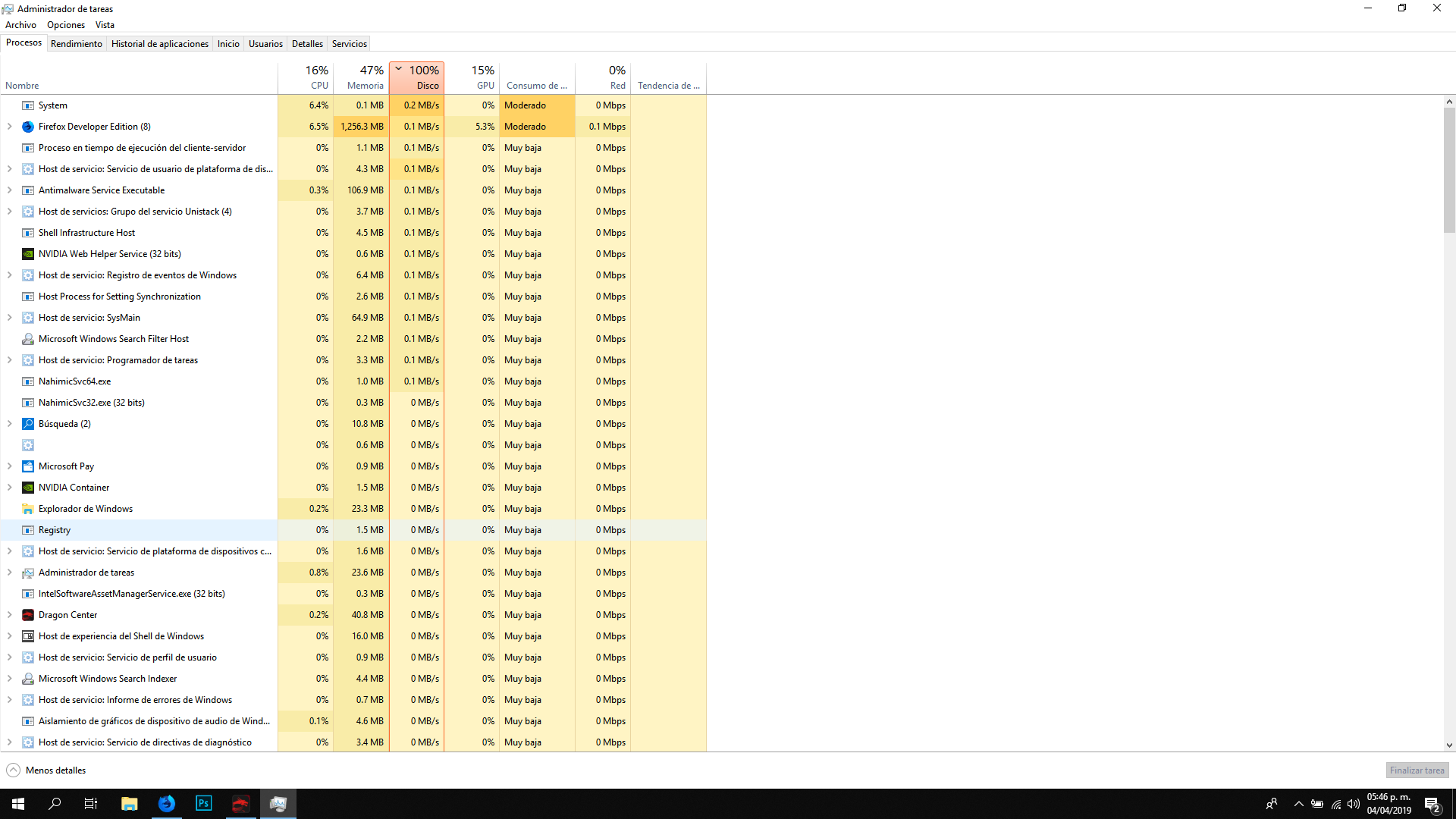In windows 10 the hard drive are always in 100% use! 93387a3a-55b7-4a2c-af89-cb1a43080ee0?upload=true.png