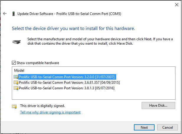 I am using Prolific 2303GT USB to Serial Cable with my Win7 laptop but COM port is failing.... 93595d1485970009t-prolific-usb-serial-updatedriver.jpg
