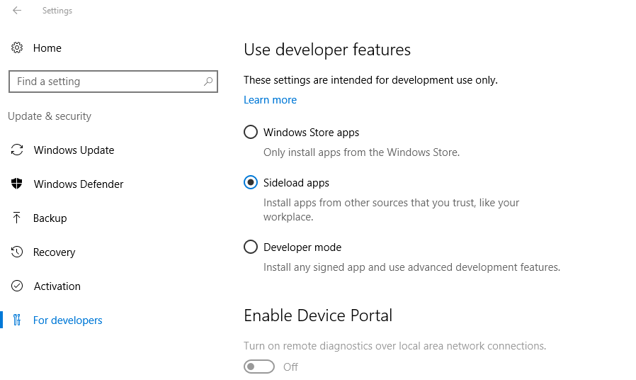 Not able to enable/disable Developer Mode, sideload apps and access other developer features 93c43837-6e30-4934-8b4b-88d001ccff75.png