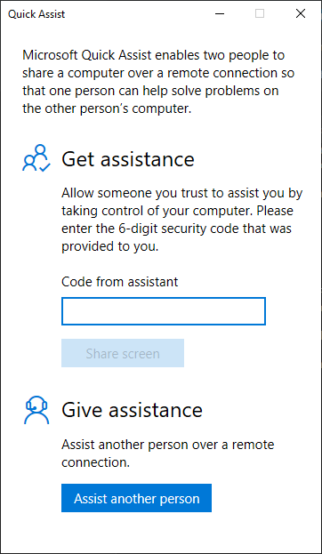 Give/Get Help on Windows 10 with the Quick Assist app 941bc0c9-d5e3-4eba-ad2e-43b04308ec3c?upload=true.png