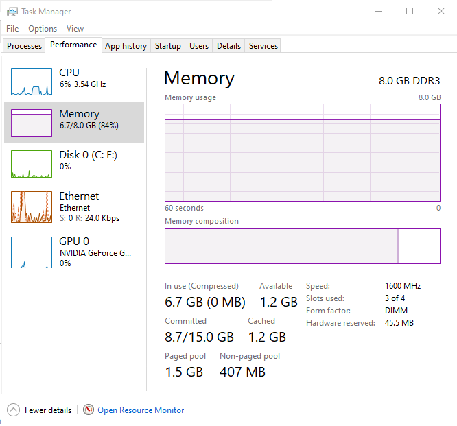 85% RAM usage with 2 programs opened 9486a1be-5864-47e6-9e62-99b1fe5d333a?upload=true.png
