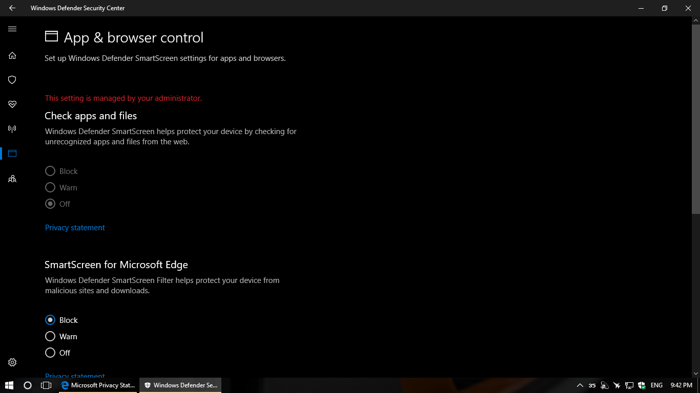Windows Defender Security Center: Can't turn on 'Check for apps and files' 94cd0112-0ec0-4427-b891-7e5844ca6939?upload=true.png
