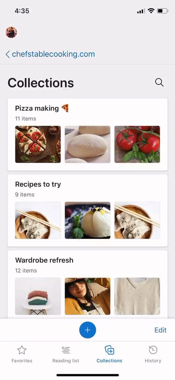 Collections now available on Microsoft Edge mobile app iOS and Android 9575762cc9673ca4ecea005efa85e54f.gif