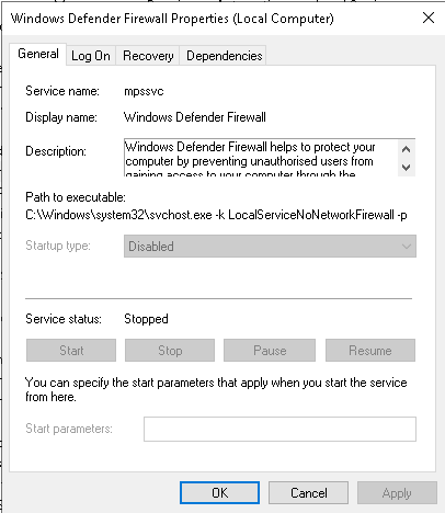 The mpssvc service is in the disabled startup type and I can't change it 9714a644-c421-4348-a1da-fbdf8a2773a7?upload=true.png