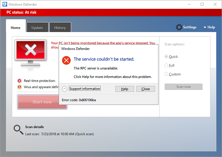 RPC server unavailable message at login. No start menu, restart, shut down or Window+r. . 97817d1533009207t-windows-defender-wont-start-rpc-server-unavailable-msascui_2018-07-31_11-44-05.png