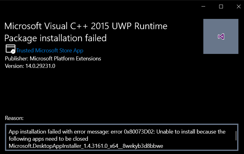 Error while installing Microsoft.VClibs.x64.14.00 9791ad32-ed4d-44d8-a88e-4d4bd738e87b?upload=true.png