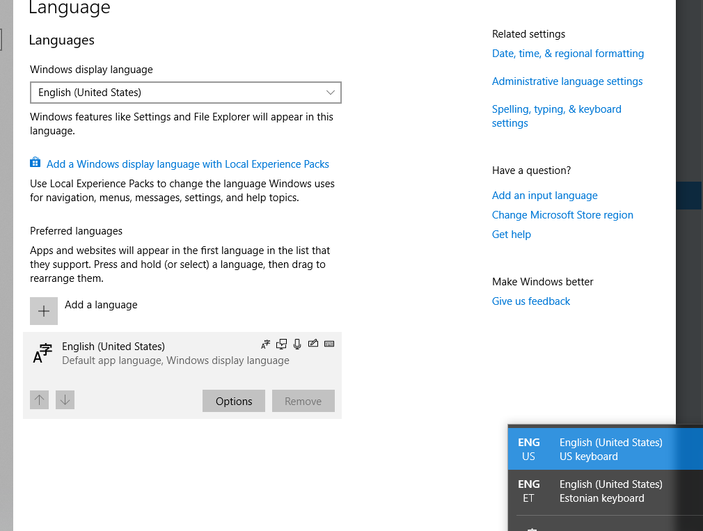 Can't find second keyboard layout in settings to remove. 986dbc64-8bb4-47ea-ae3e-11c1e0727ac6?upload=true.png