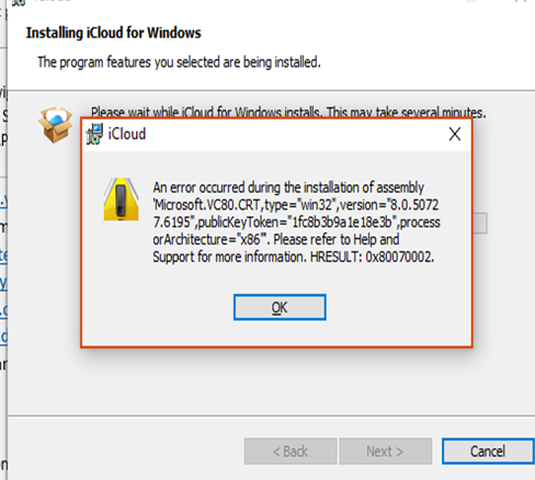 Error installing icloud for Windows on Surface Pro 6 98f1fa33-67ca-4e13-883d-c04032f34664?upload=true.png