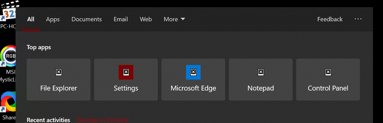 When using search, most of the basic system programs (like control panel and calculator)... 99101ce1-c0b3-4397-965e-10e661875269?upload=true.png
