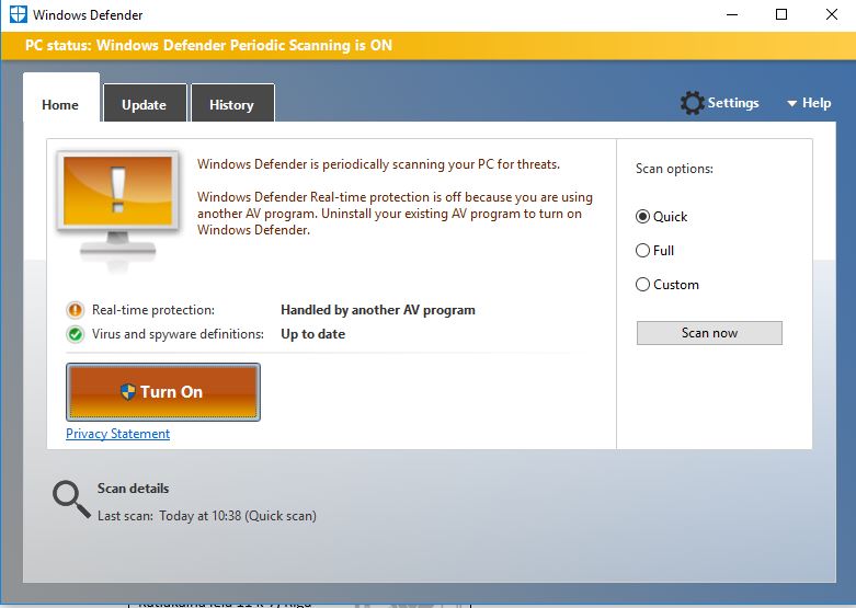 Does installing version 22H2 turn off Periodic Scanning in Defender 9a6cab00-f19a-45bb-a802-91f968f7a5fc.jpg