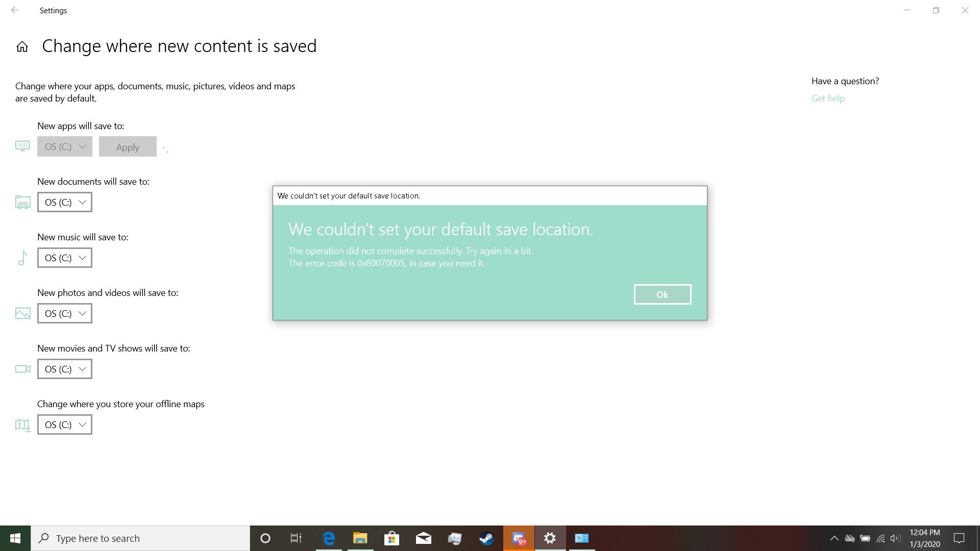 Unable to not only change where new content is saved, but also can't install NVIDIA Control... 9a875dab-d56f-4da2-b081-16e6d7ded2be?upload=true.png