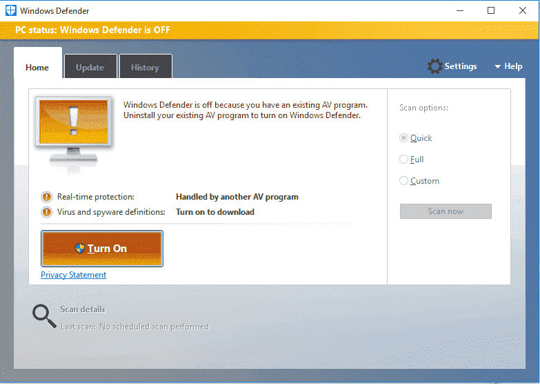 downloading updates for windows defender