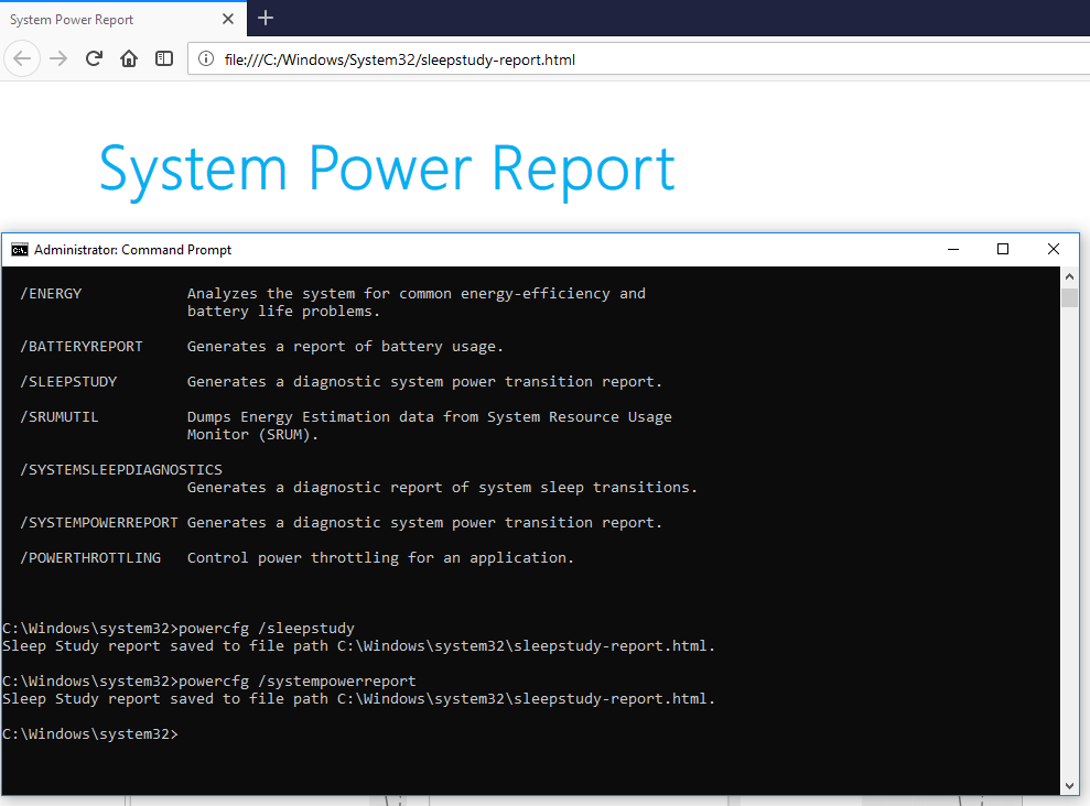 powercfg /sleepstudy and /systempowerreport produce identical reports i.e.,... 9bd5e860-da04-4026-8bc6-c16ff4bd9d39?upload=true.png