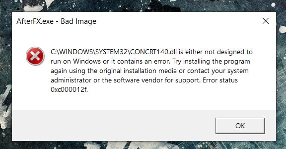 Bad Image Error on CONCRT140.dll 9c1ba4fa-689f-4b1c-b805-b25013c175b5?upload=true.jpg