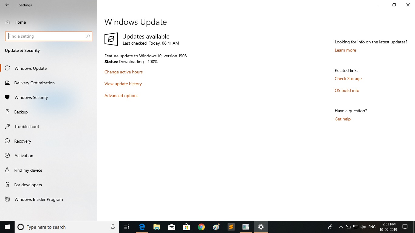 Windows 10 1903 update stuck at Downloading - 100% 9c345eb6-e057-418d-8471-9361c0ed1716?upload=true.jpg