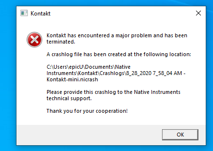 URCTBASE.DLL fatal error with Kontakt 6 player. 9dc52528-a736-4375-bc3e-3af65aa7a460?upload=true.png