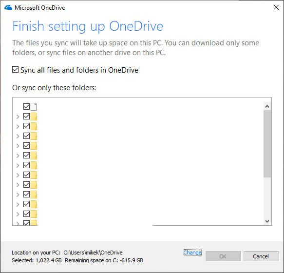 The OneDrive app on Windows 10 crashes when trying to change the local storage folder 9e53eed2-4c40-4039-b8f8-b357e3820b23?upload=true.png