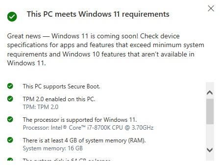 I enabled tpm 2.0, and pc health check states that I now meet all requirements for windows... a01022d5-e0b3-45dc-a014-79f4627986ec?upload=true.jpg
