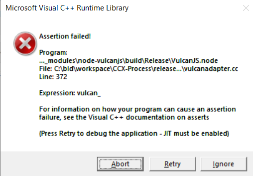 Microsoft Visual C Runtime Library Error Assertion Failed