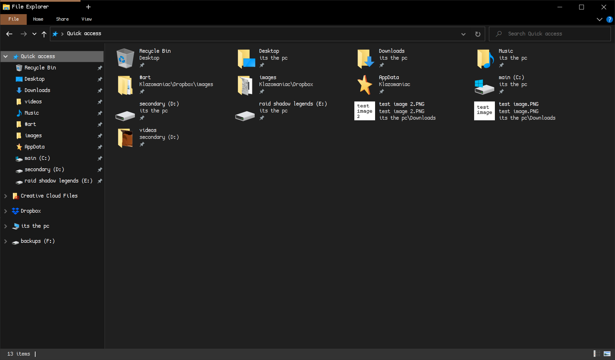 Quick access not showing up properly. a0ce77f8-3a3c-47eb-80a7-97a0e9e0b69b?upload=true.png